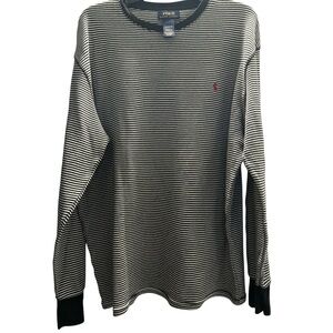 Polo Ralph Lauren long Sleeved Crewneck Shirt Size XL Black Striped Long John